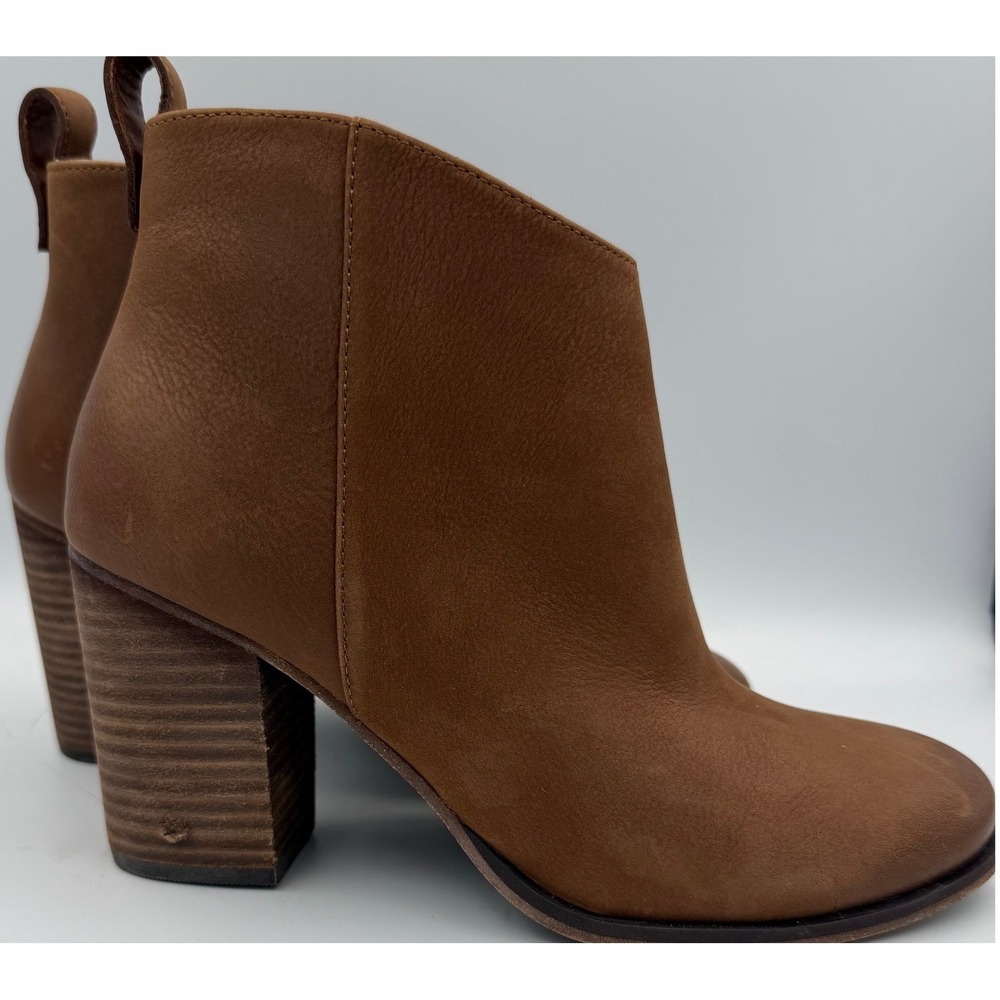 BP Lance Ankle Boots Womens 7.5 Brown Excellent Leather Block Heel Booties - Picture 10 of 10